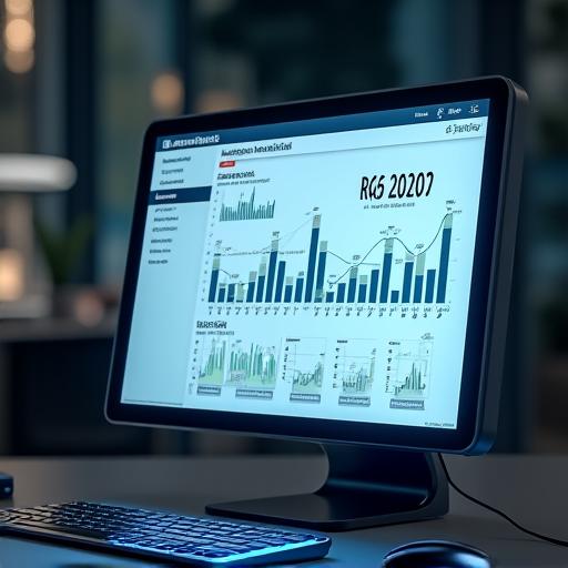 Schermata fittizia di una dashboard di analisi dati con grafici e mappe di calore.